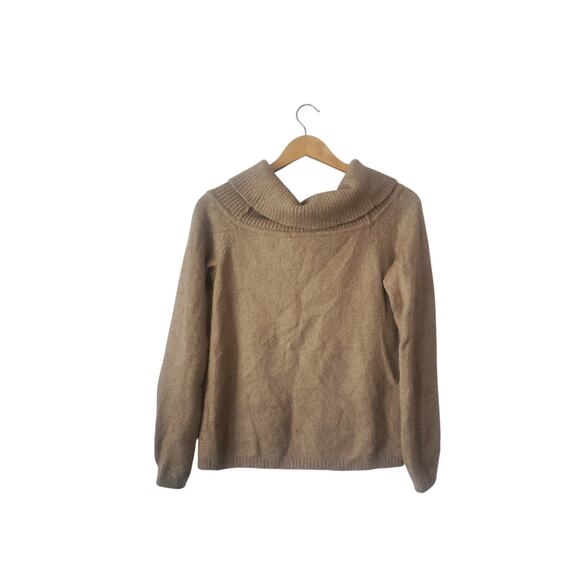 & Other Stories Wool & Alpaca Off The Shoulder Cowlneck Sweater Tan Size Medium - Picture 4 of 9